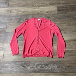 TSE Cardigan Sz XL Pink 100% Fine Merino Wool Designer Quiet Luxury Preppy READ